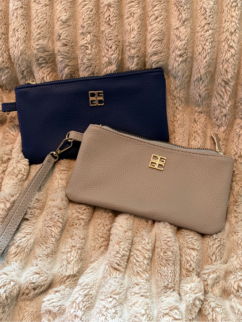 Tan or Navy Wristlet
